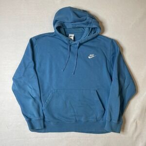 Nike Mens‎ Club Fleece Pullover Hoodie Blue Sweatshirt Size L
